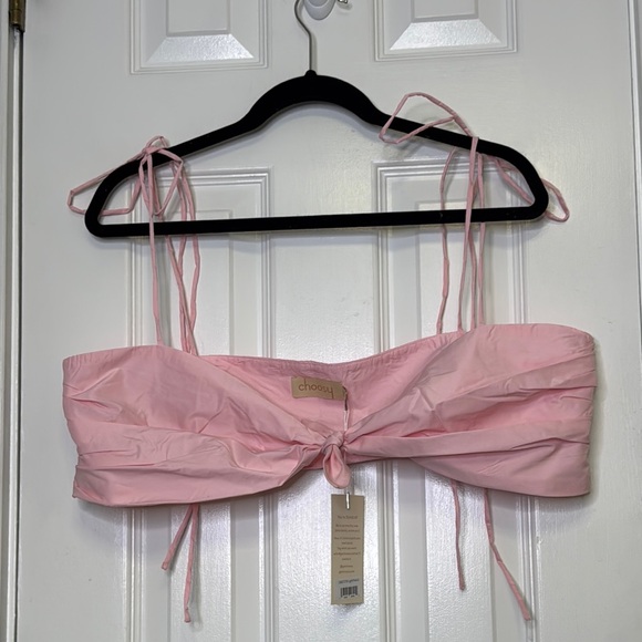 Choosy Tops - NEW! Choosy Pink Sleeveless Tie Front Bustier Crop Top